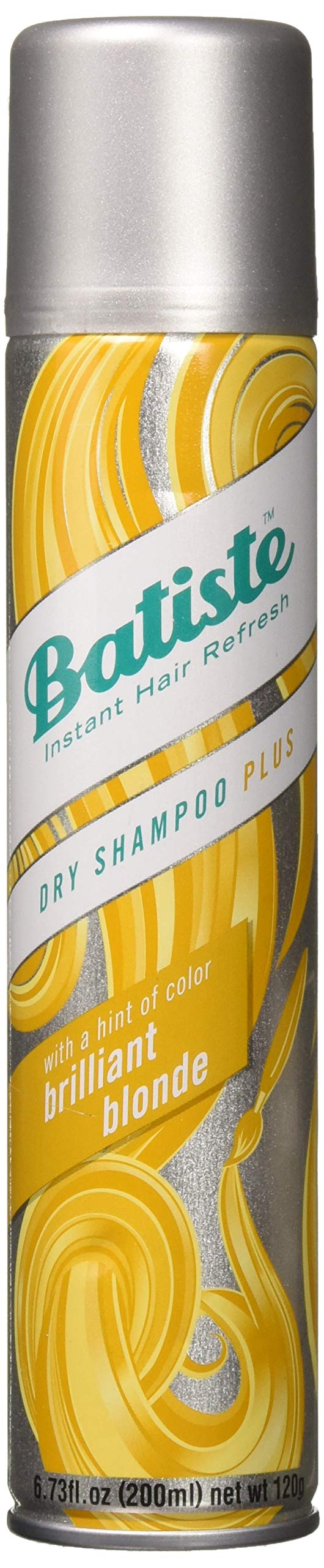 Batiste Shampooing Sec Plus Blond Brillant, flacon, revitalise les racines et offre une sensation de fraîcheur.