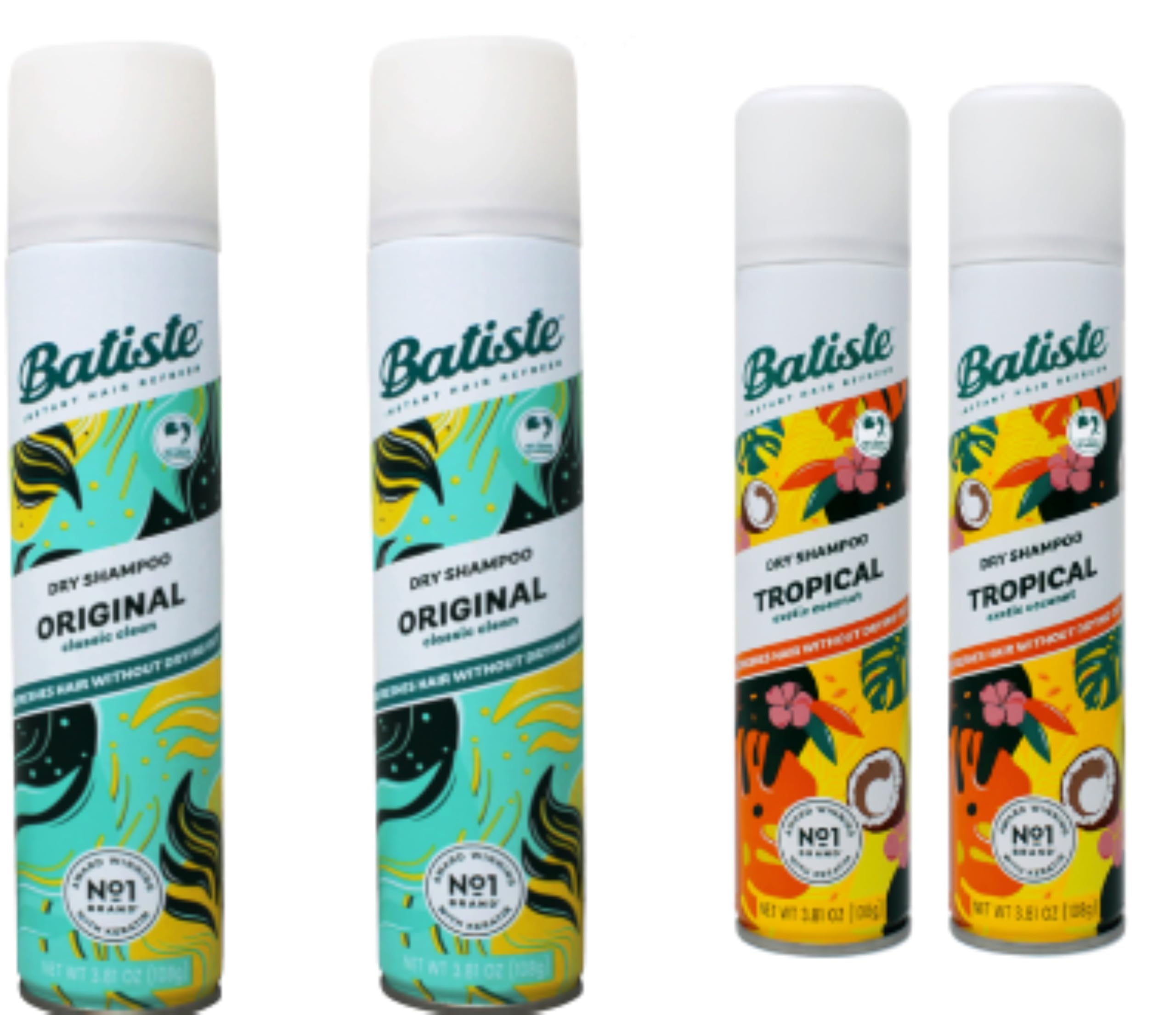 Batiste Spray Séche-Cheveux, pack variété Original Clean et Classic et Tropical, fraîcheur rapide.