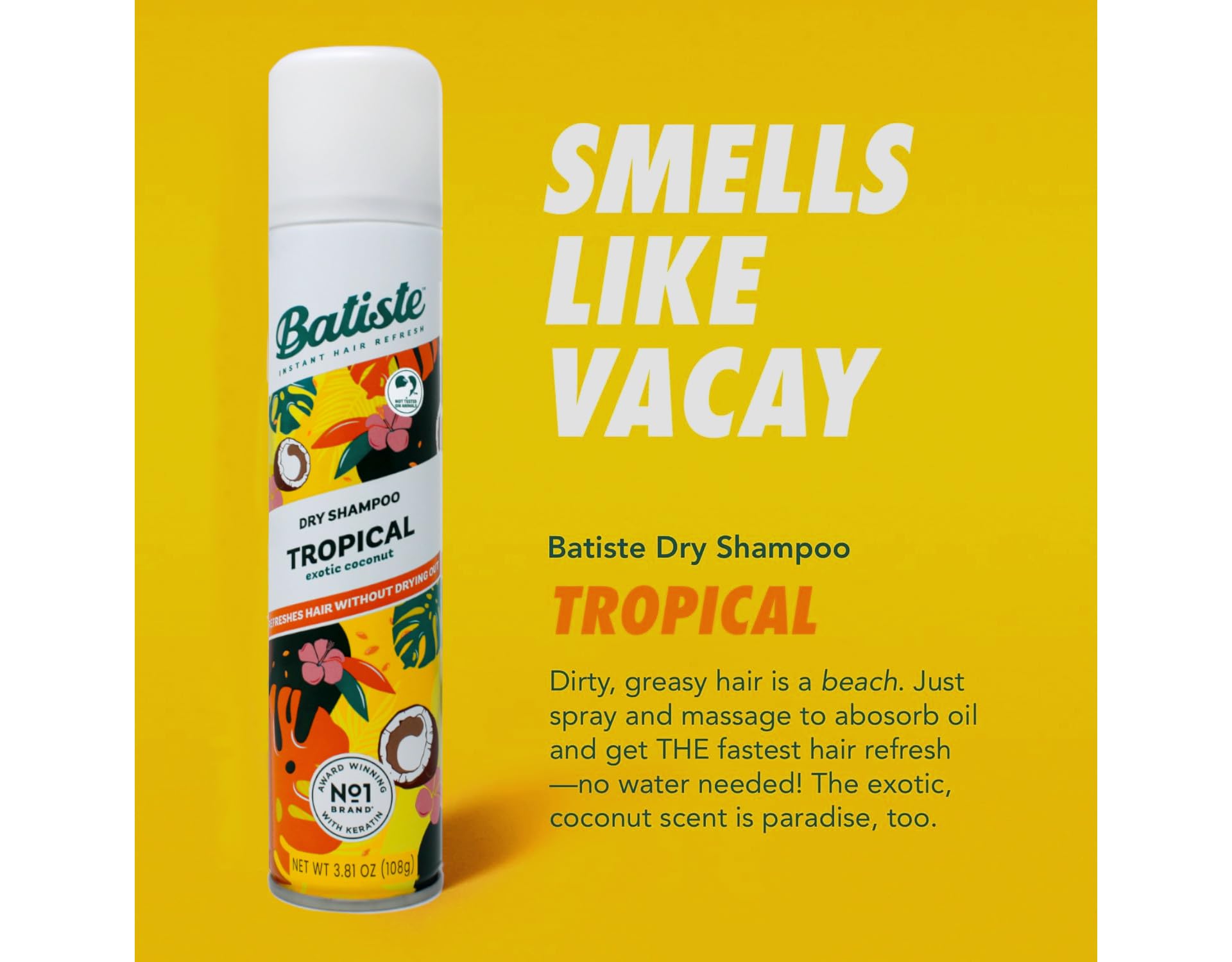 Batiste Tropical : parfum léger prêt à diffuser sans eau.