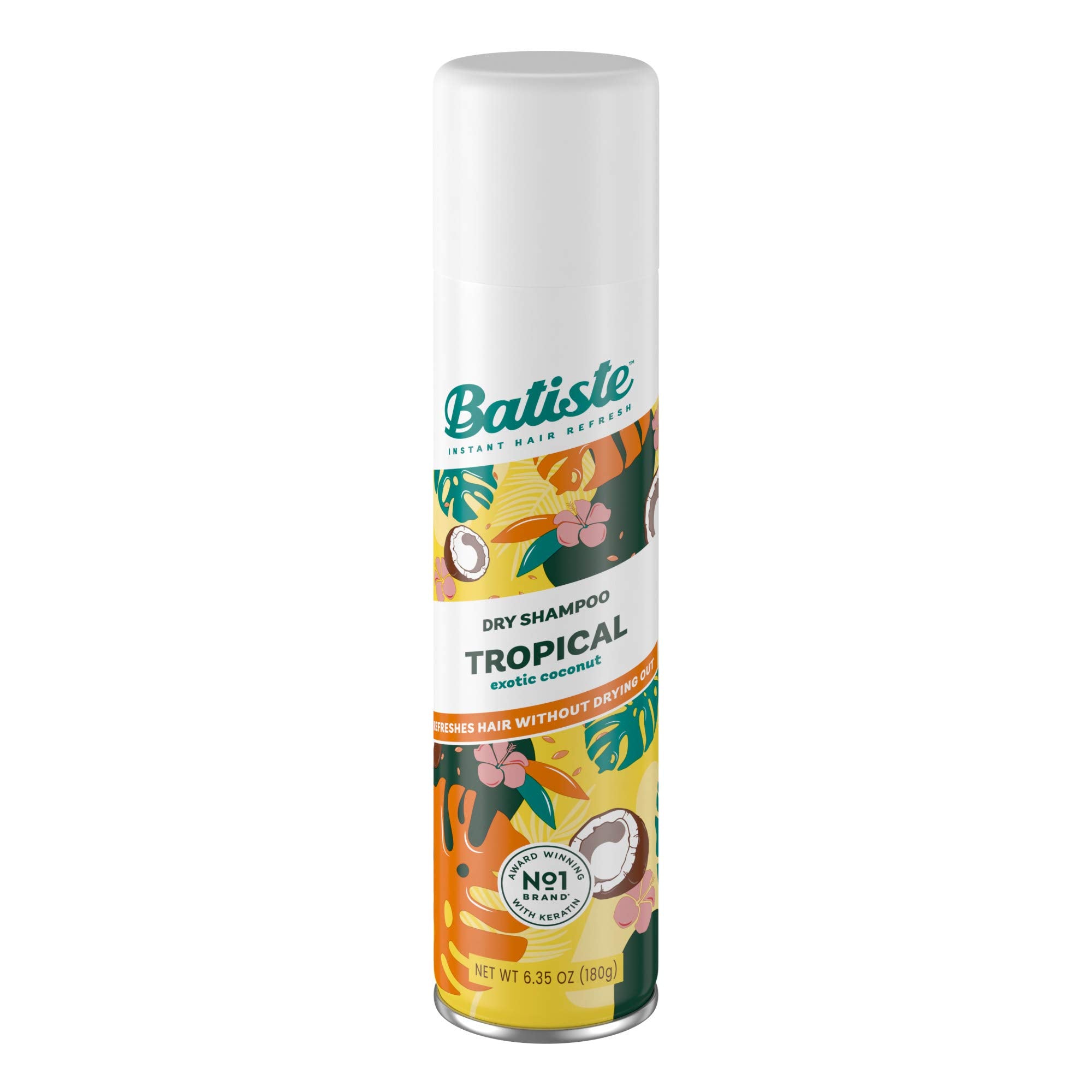 Batiste Tropical – bouteille de shampooing sec prête à l’emploi pour un rafraîchissement rapide.