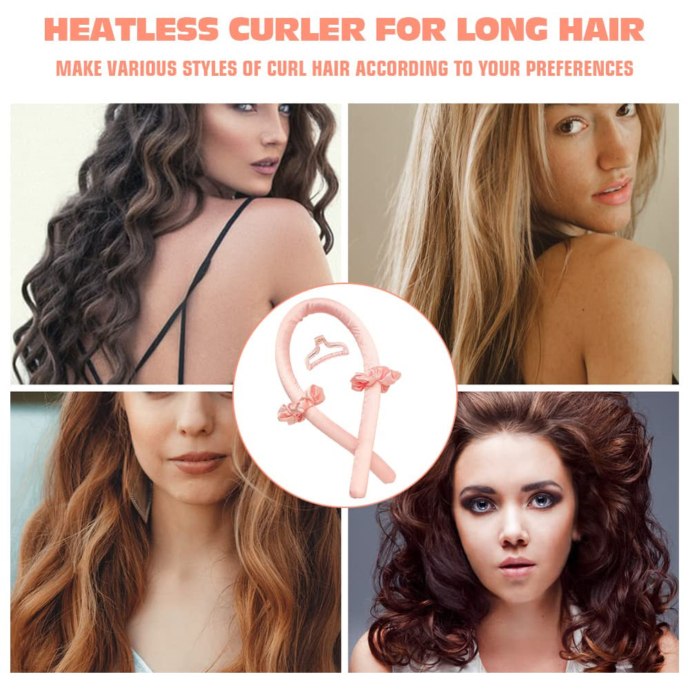 BATOUDE rouleau coiffure sans chaleur rose — crée des vagues douces.