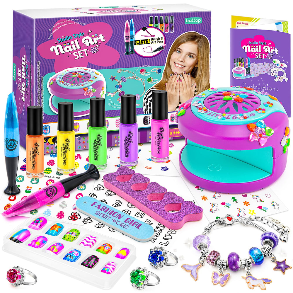 BATTOP set contains ready-to-use materials for safe, creative nail art.