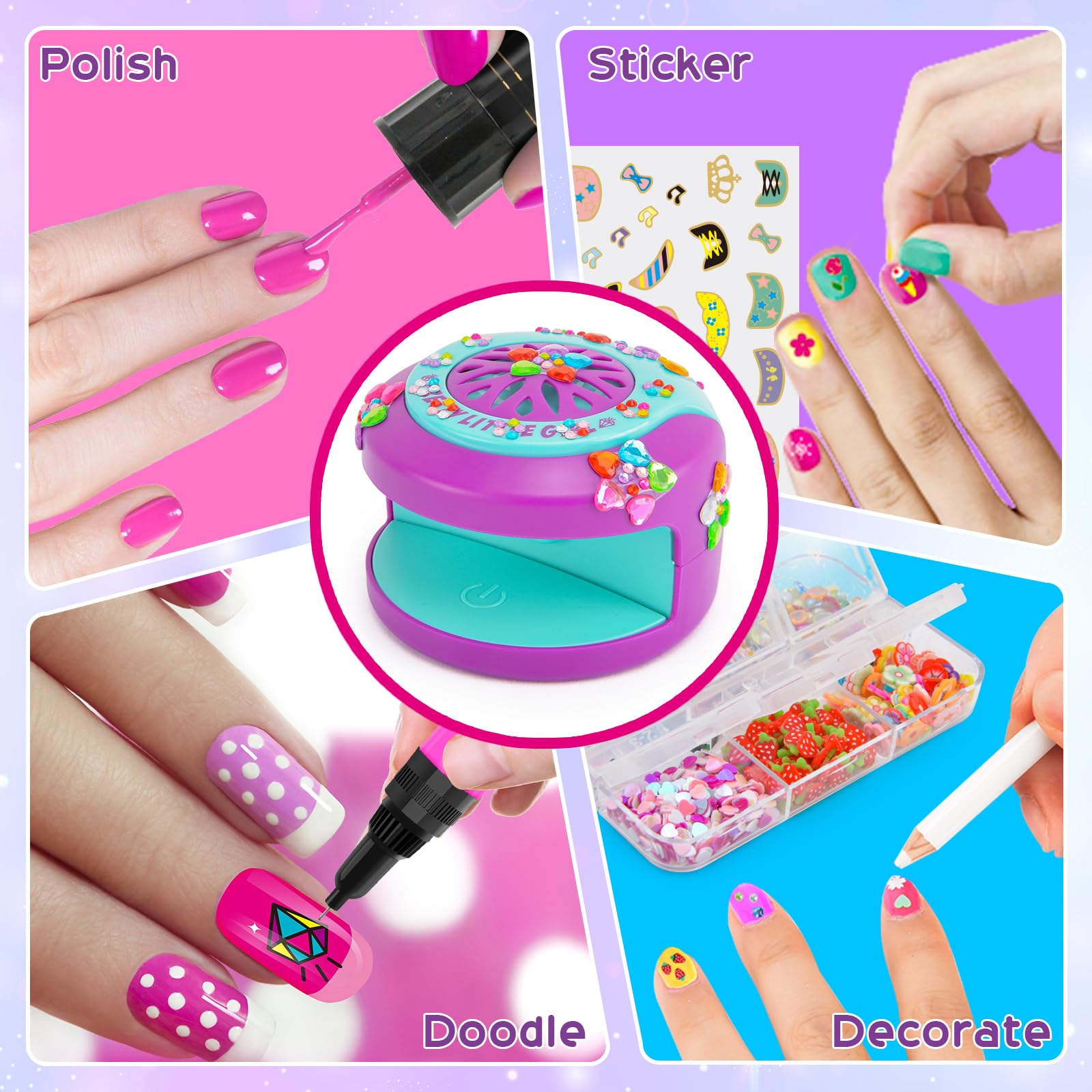 BATTOP nail decorations set with glitter pieces for festive designs