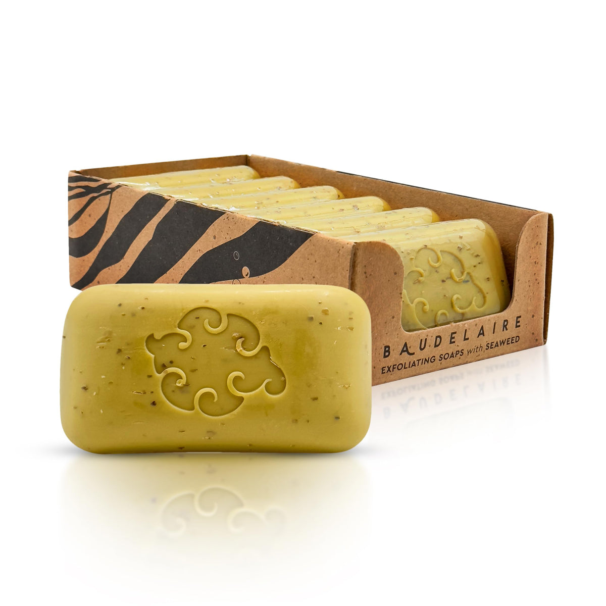 Baudelaire barre-savon-exfoliant-loofa-mer: exfoliation douce grâce aux algues marines.