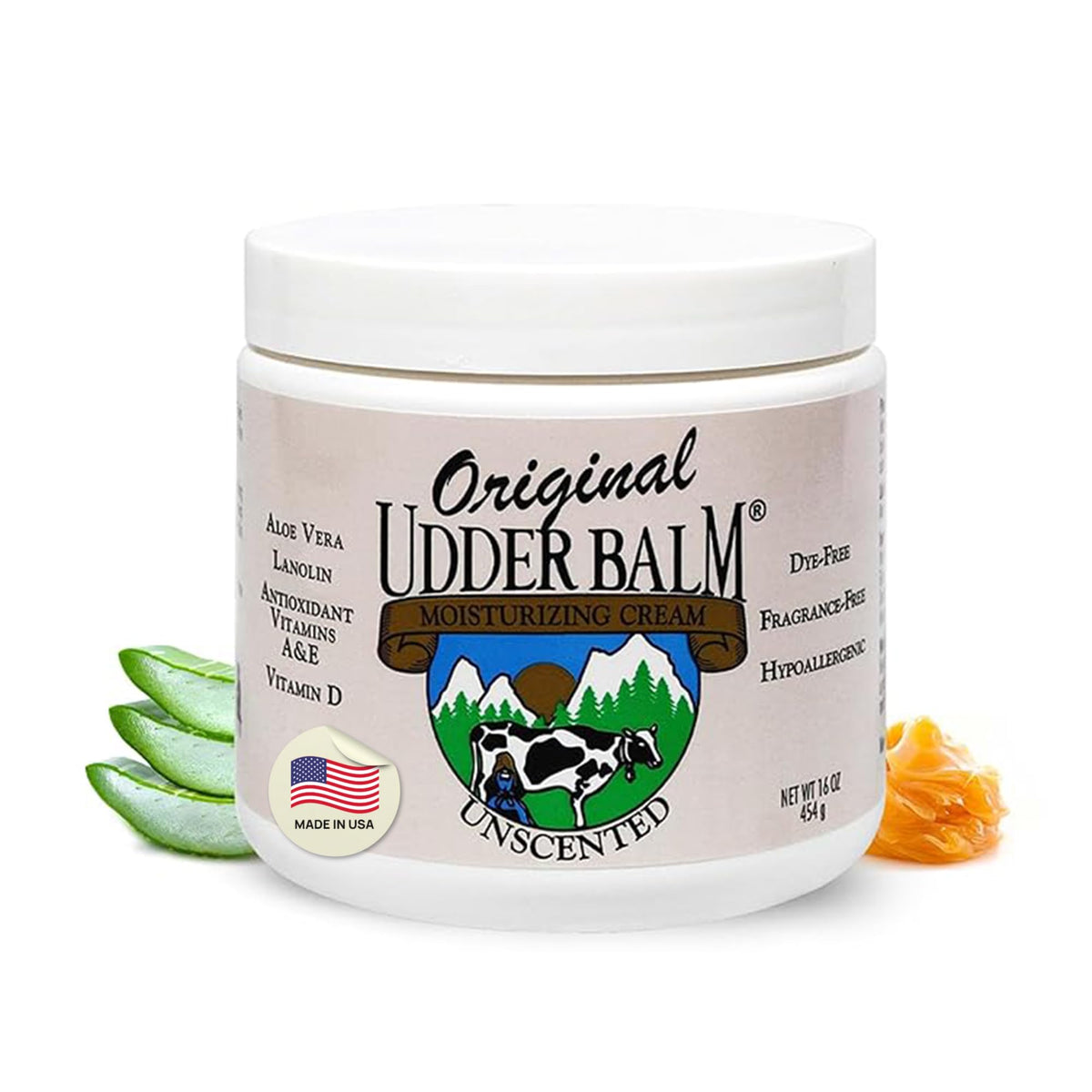 Original Udder Balm sans parfum dans son pot, hydratation douce et durable.