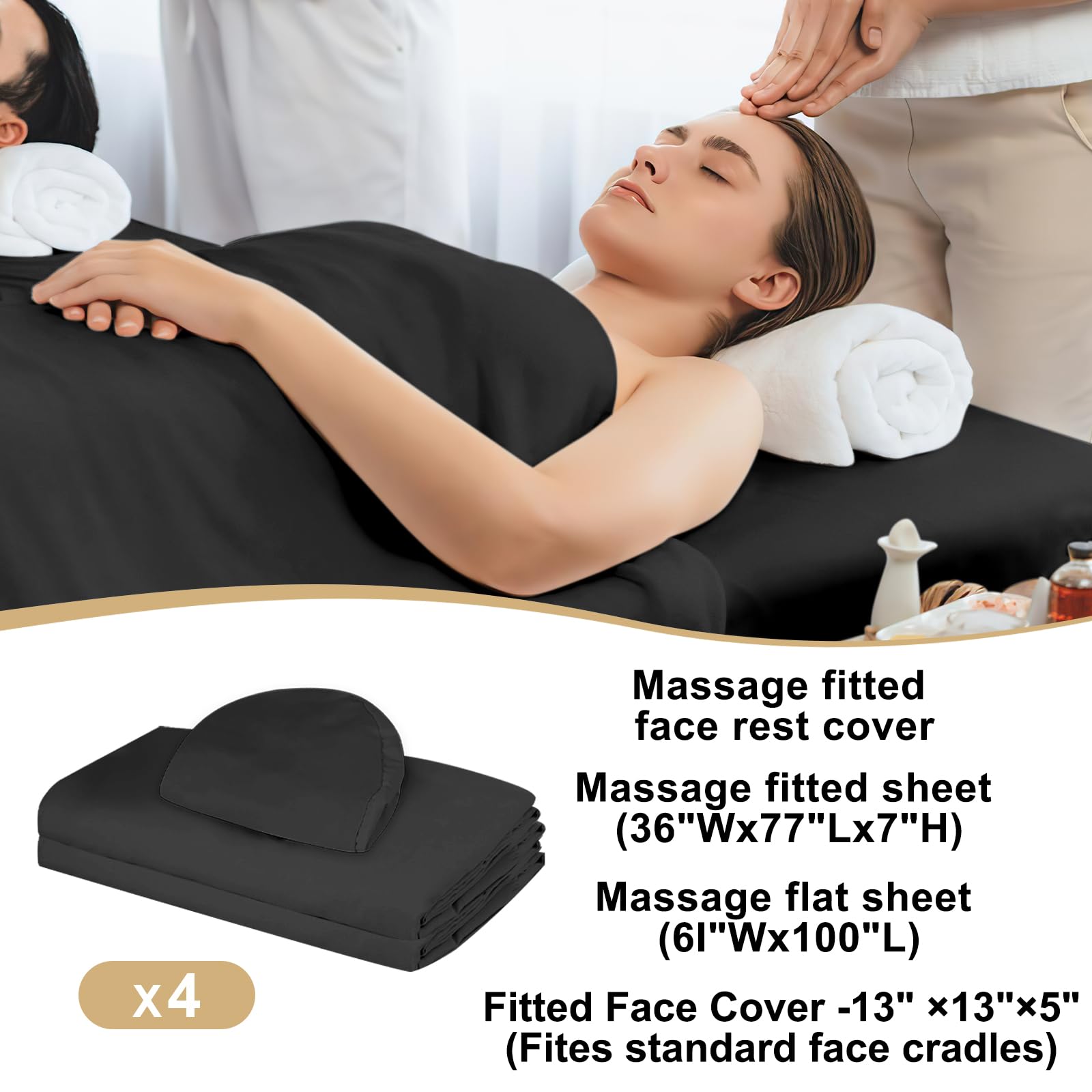 Bavlesfuire drap-housse-table-massage-noir assure un ajustement sûr sur les tables standards.