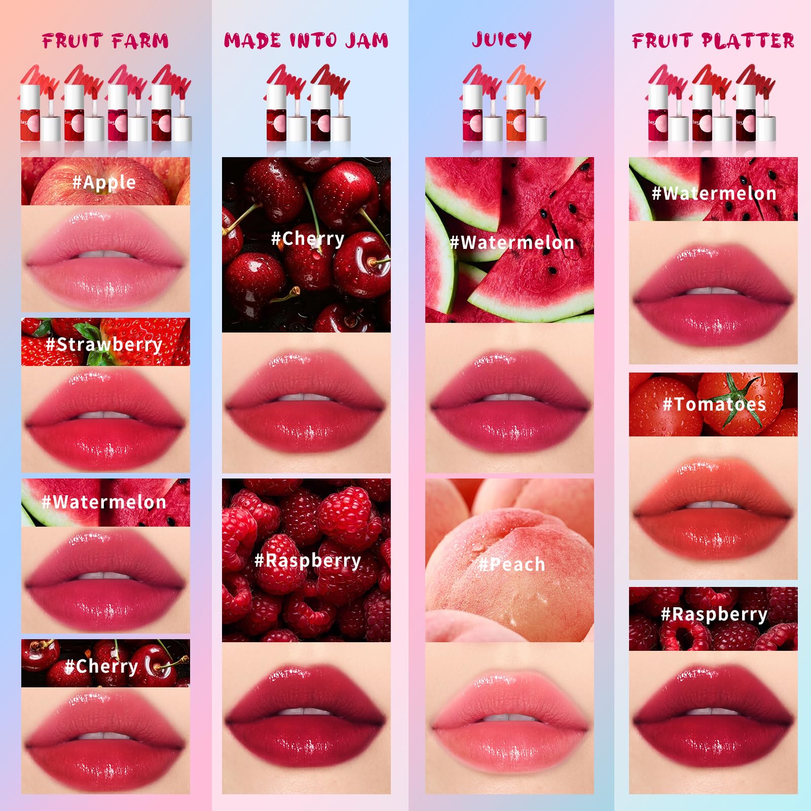 bayfree Lip Tint Set, anti-transfer pour une tenue fiable.