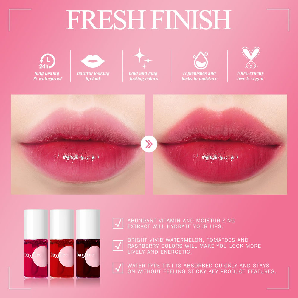 bayfree Lip Tint Set, texture legere pour application douce et confortable.