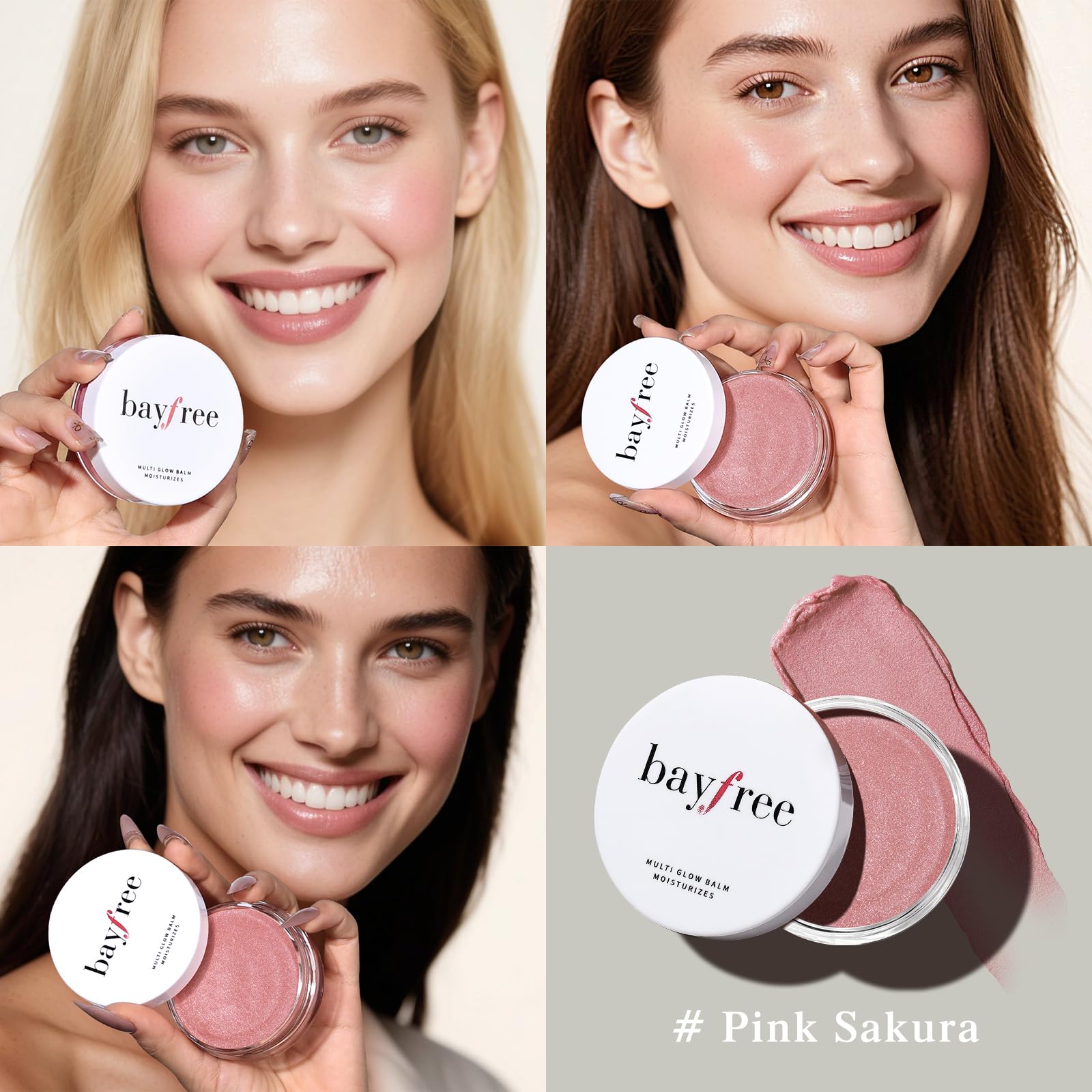 texture crème du bayfree Multi Glow Balm en swatch rosa sur peau