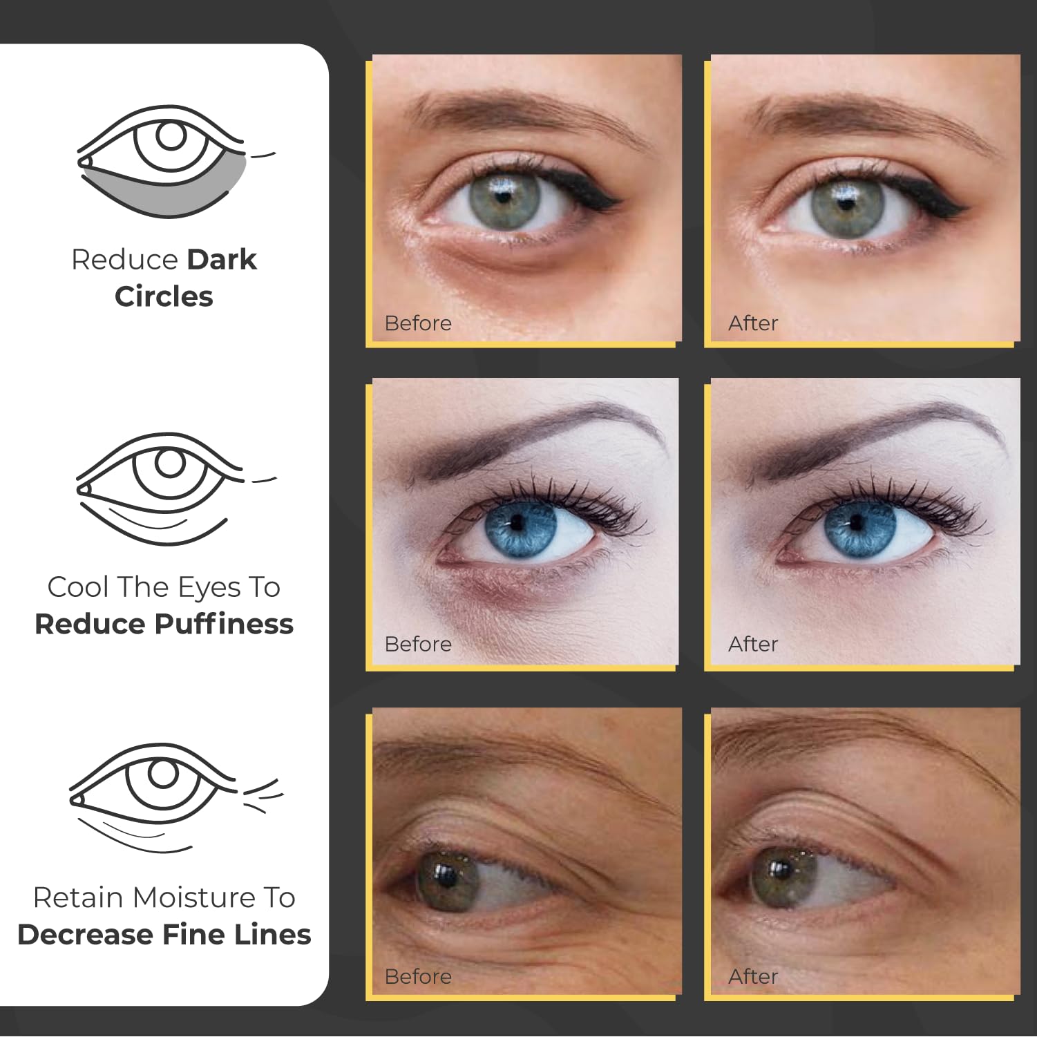 Patch yeux caféine et hyaluronique Bayside, effet tonifiant potentiel.