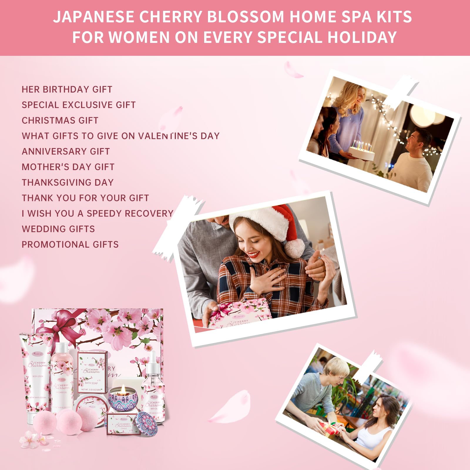 Coffret bain et corps BBlove fleur de cerisier japonais, cadeau élégant pour elle.