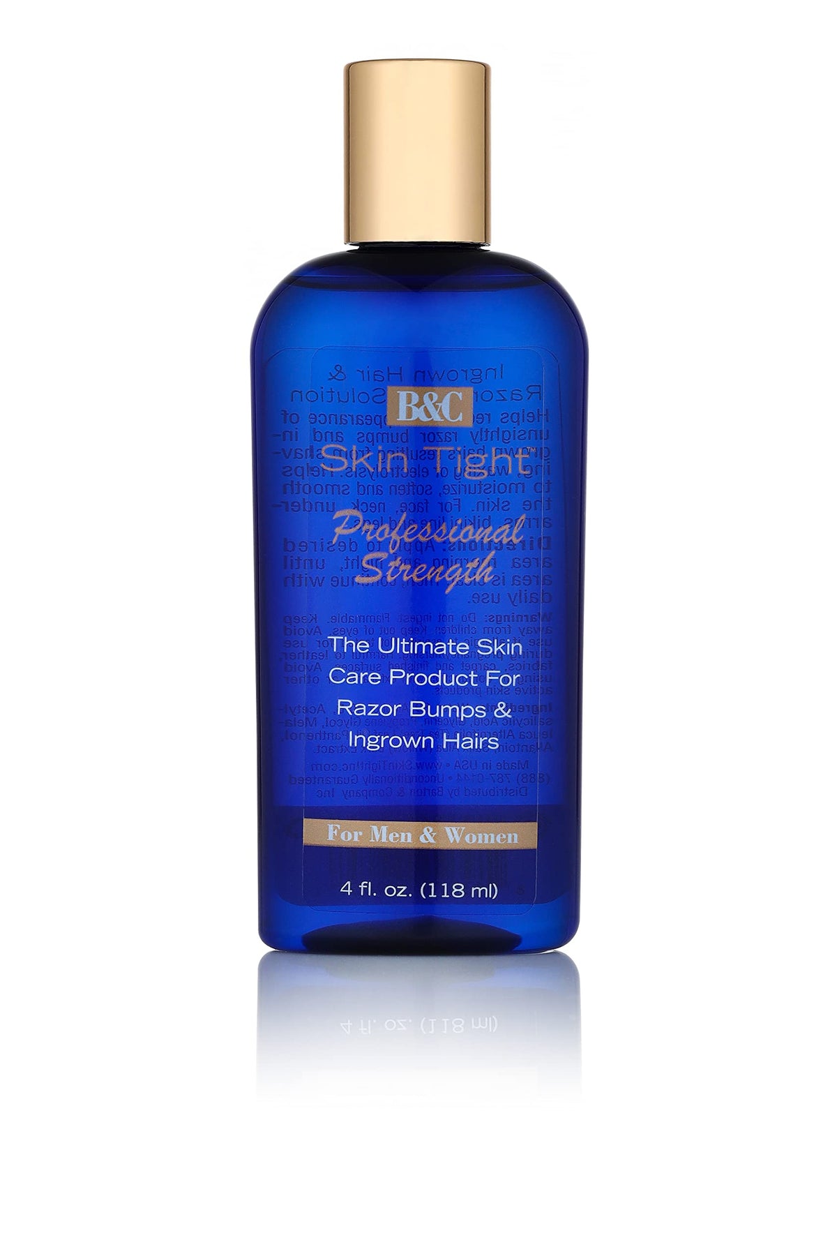 B&C Skin Tight Lotion apaise poils incarnés et irritations de rasage, hydrate et adoucit la peau.
