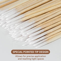 Bcowos coton-tiges pointus avec bâtons en bois pour retouches fines.