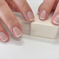BDKAIWU ongles blancs pointe francaise court, pour pose rapide et elegante.