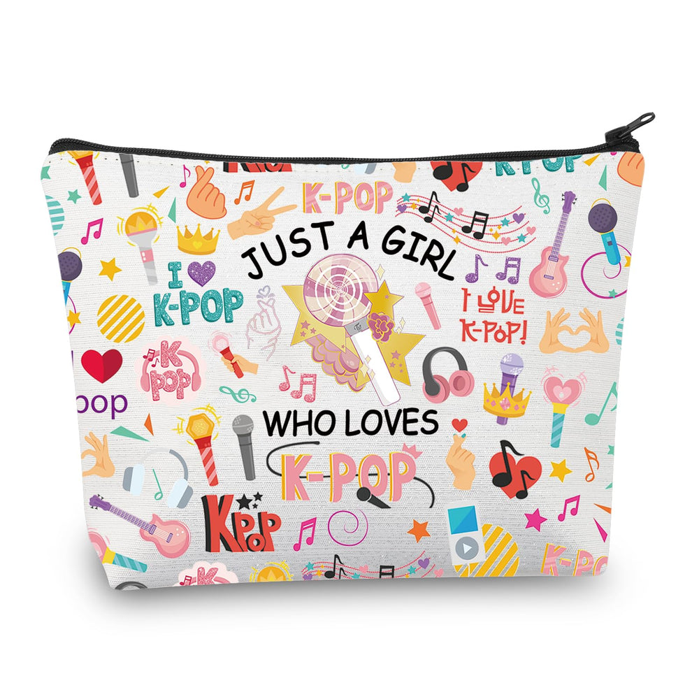 Trousse BDPWSS avec texte Juste une fille, cadeau parfait pour fans de K-Pop.