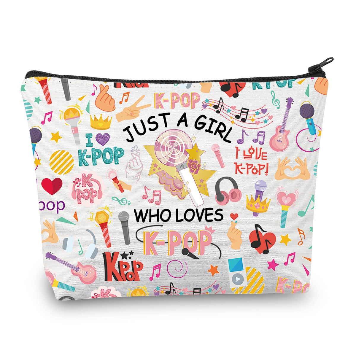 Trousse BDPWSS avec texte Juste une fille, cadeau parfait pour fans de K-Pop.