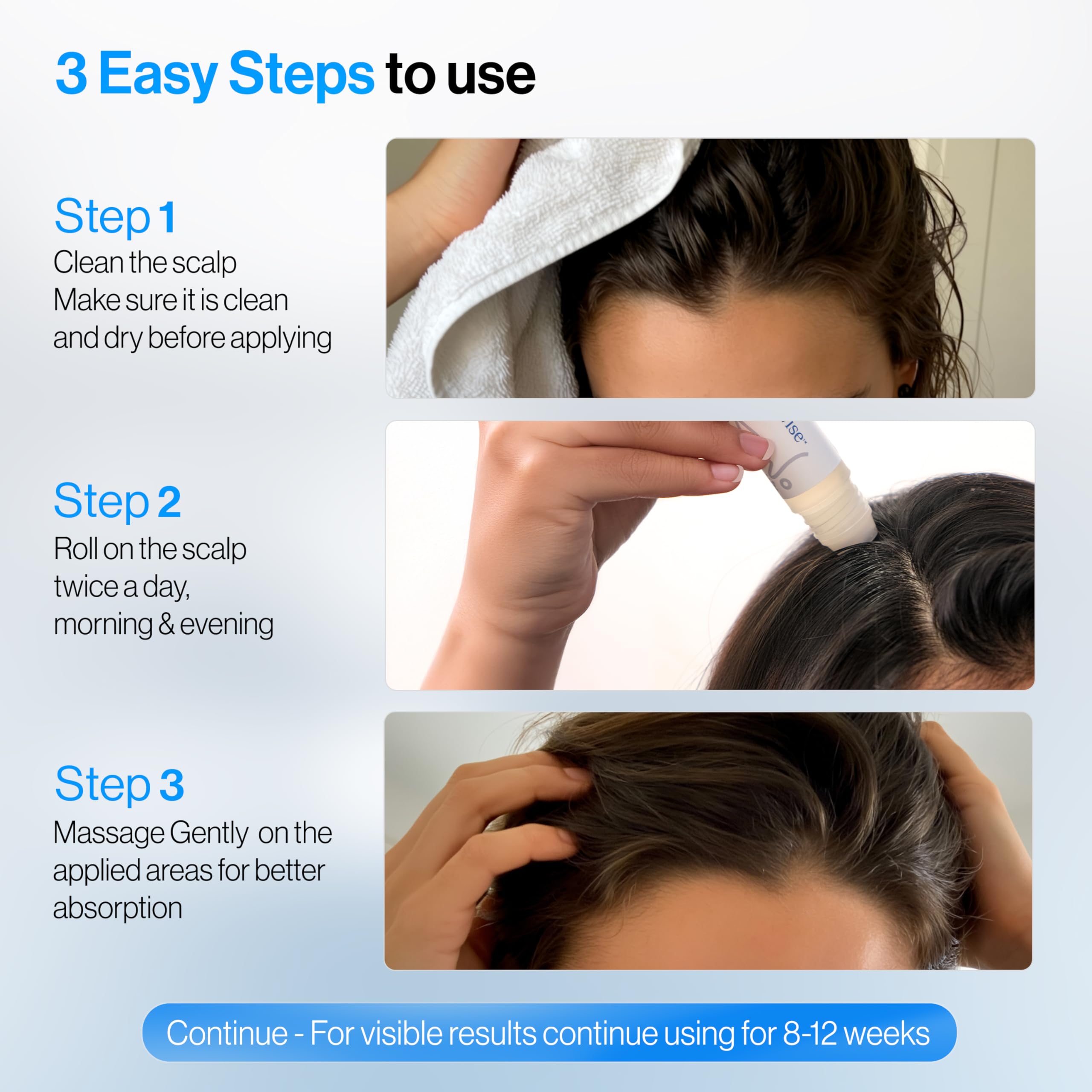 Be Bodywise Sérum Cheveux Action Triple Rouleau, action complète sur cuir chevelu