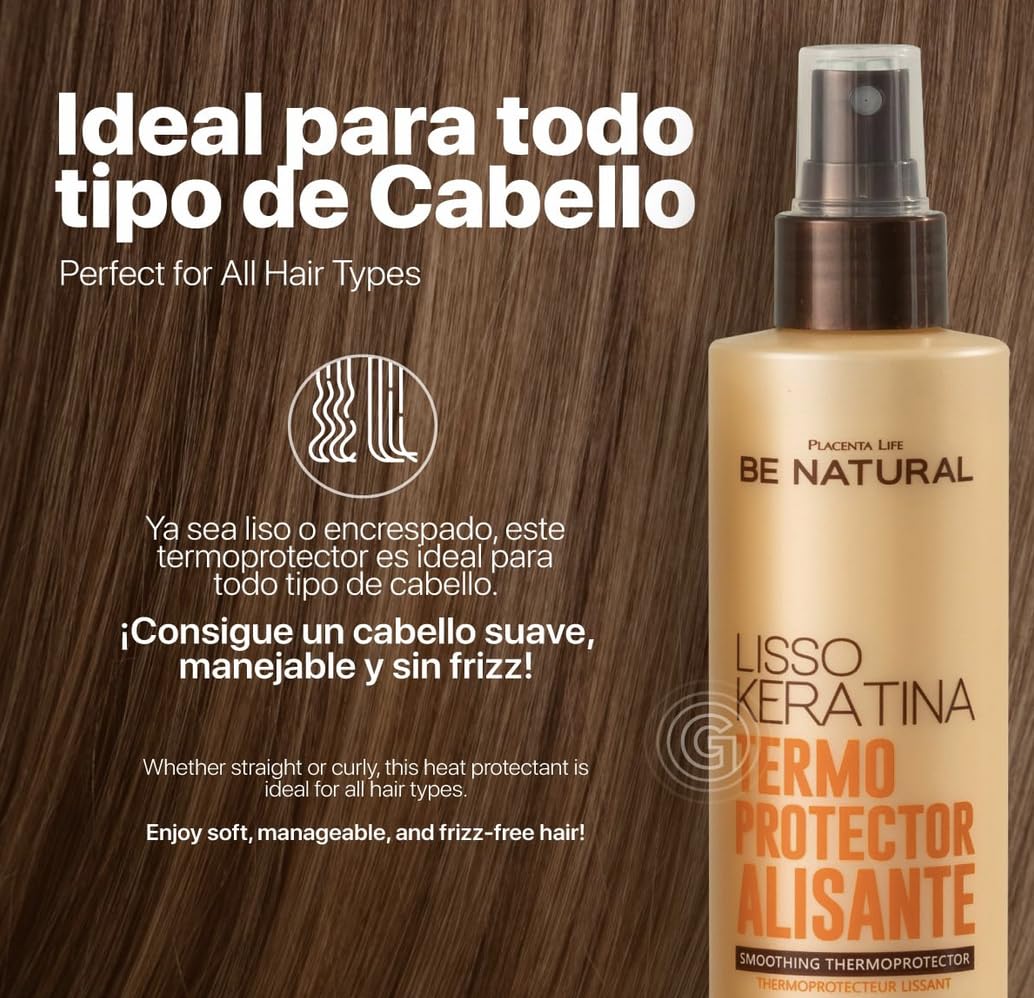 Be Natural Lisso Keratina, application précise, flacon léger pour lisser les cheveux.