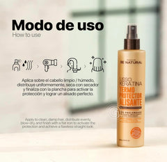 Be Natural Lisso Keratina, cheveux plus lisses et moins de frisottis après stylage.