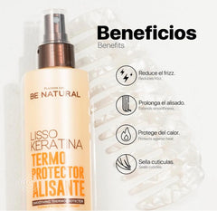 Be Natural Lisso Keratina, formule sans sulfates adaptée à tous les types de cheveux.
