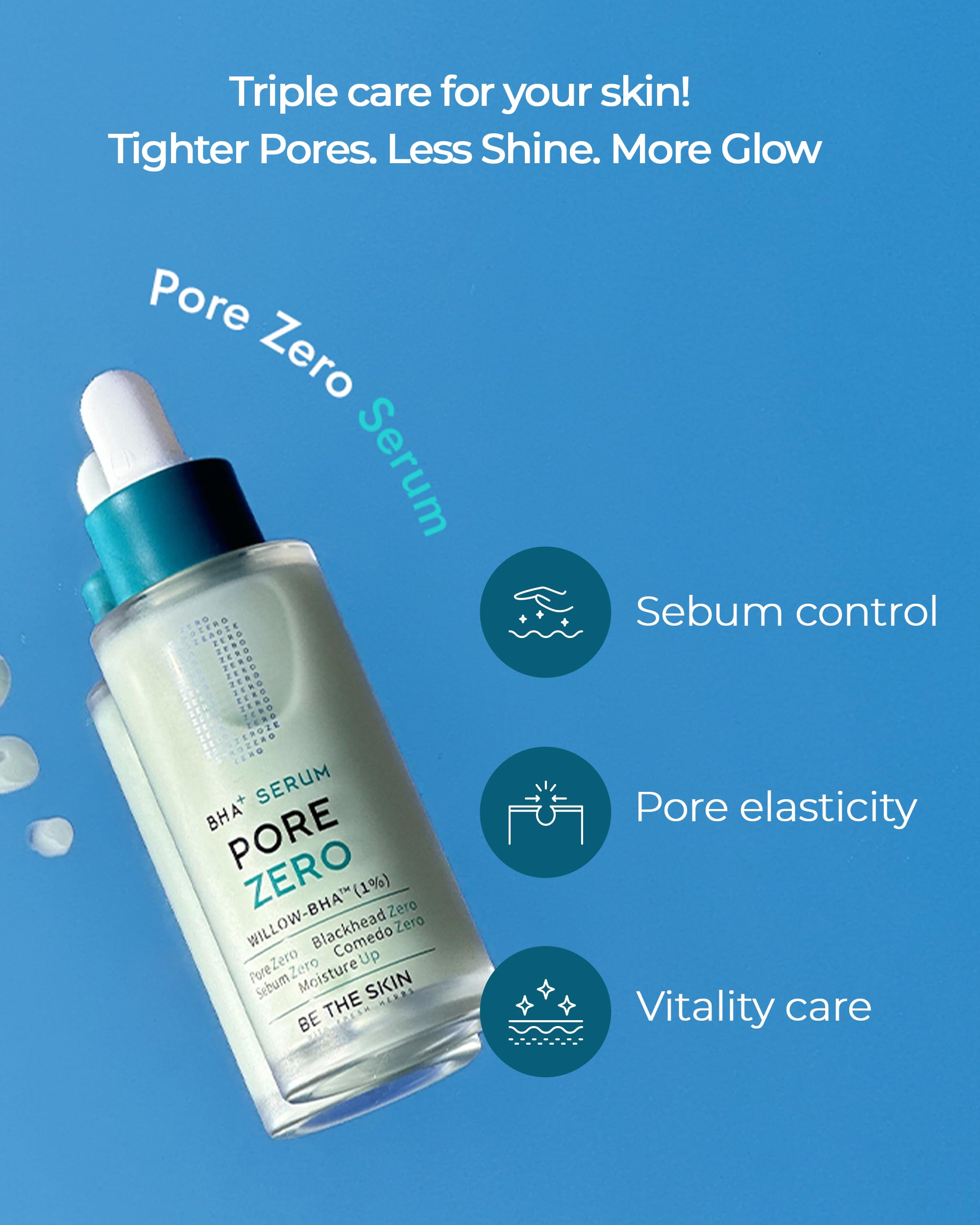 Apaisement cica du BE THE SKIN Pore Zero, pour une peau moins irritée.