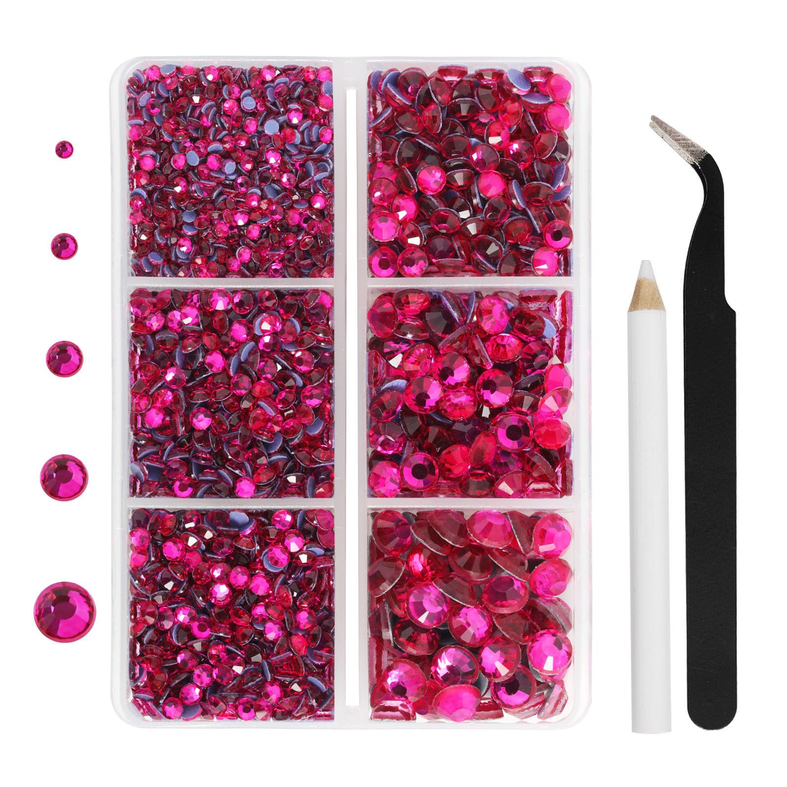 BEADSLAND Strass thermocollants rose fluo, emballage clair pour trier et appliquer facilement.