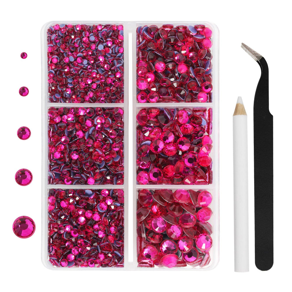 BEADSLAND Strass thermocollants rose fluo, emballage clair pour trier et appliquer facilement.