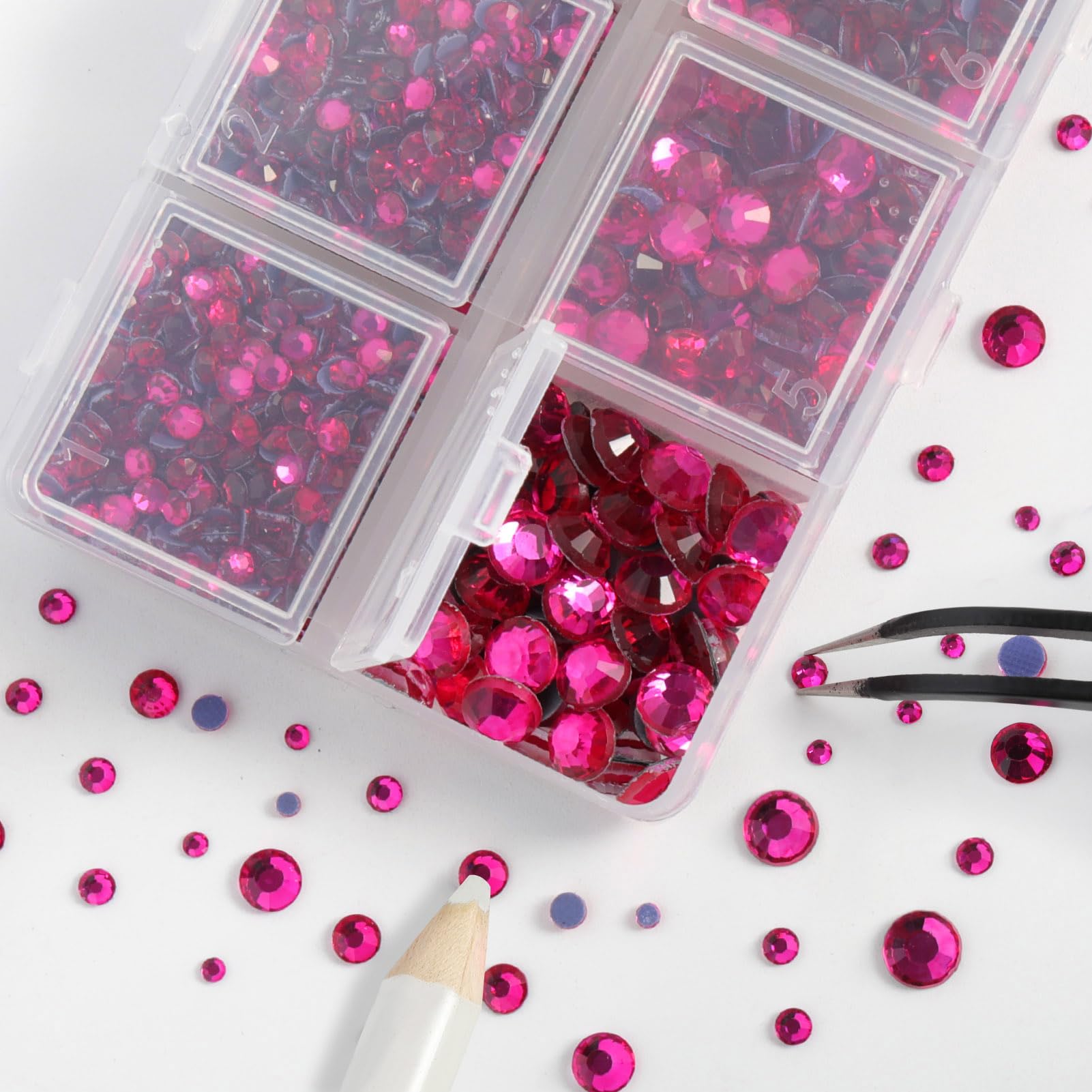 BEADSLAND Strass thermo-collants rose fluo outils inclus facilite l’application.
