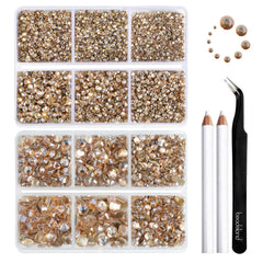 Beadsland strass rond plat dos or, multiples tailles et éclat brillant