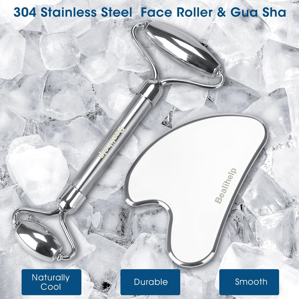 Bealihelp gua sha inox detail — outil précis pour tonifier et raffermir la peau.