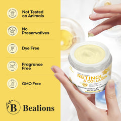 Bealions crème retinol sans parfum, usage quotidien, irritation réduite.
