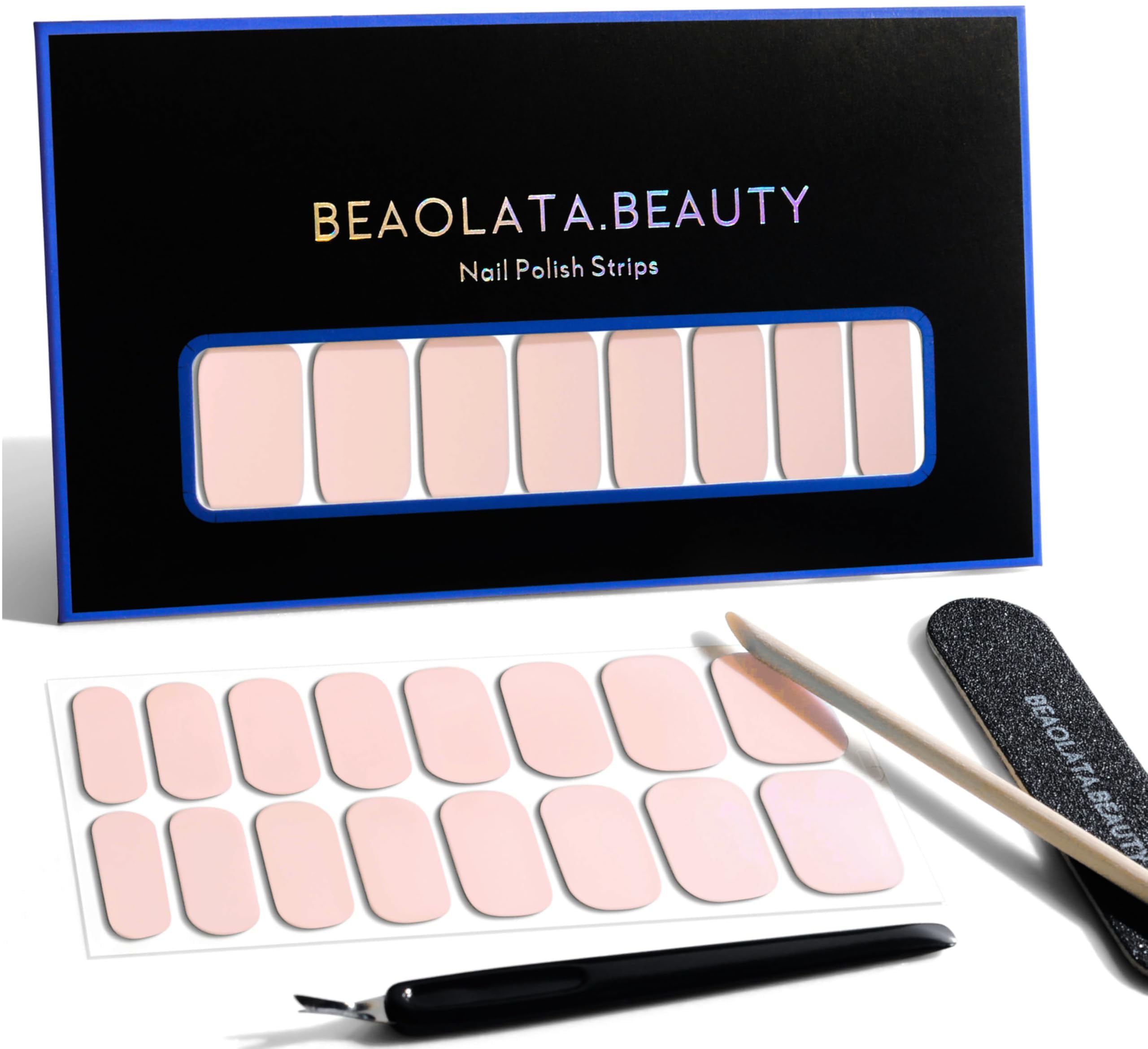 Beaolata bandes ongles rose doux, 32 pièces, application rapide sans UV.