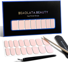 Beaolata bandes ongles rose doux, 32 pièces, application rapide sans UV.