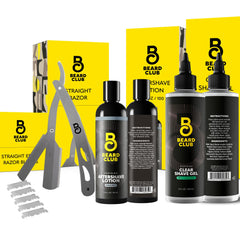 Beard Club rasoir droit ensemble: vue globale du kit pour un rasage précis