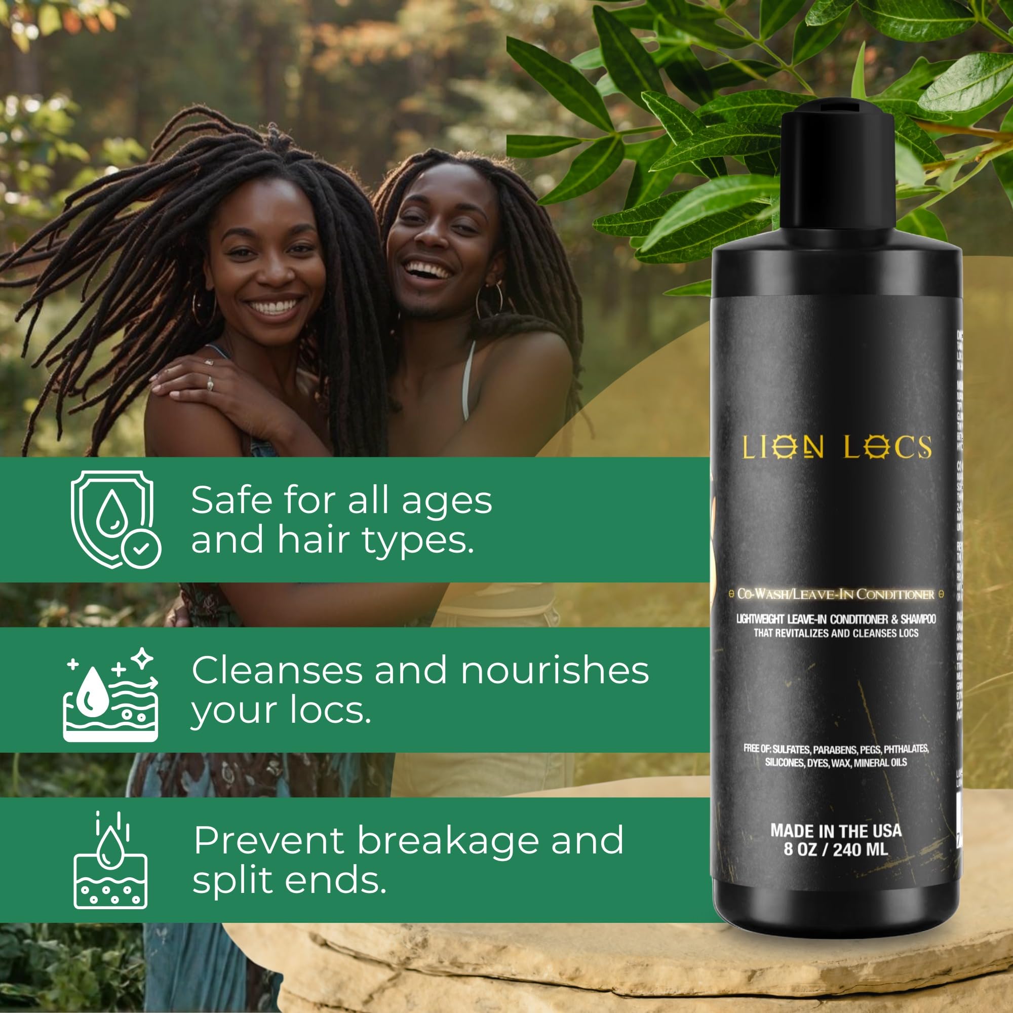 Beard Gains Lion Locs – locs propres avec brillance naturelle.
