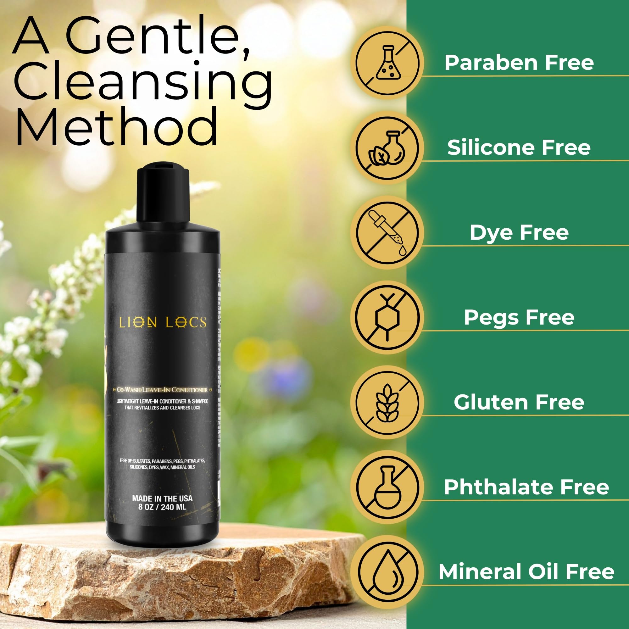 Beard Gains Lion Locs – idéal pour tresses et locs, entretien entre lavages.
