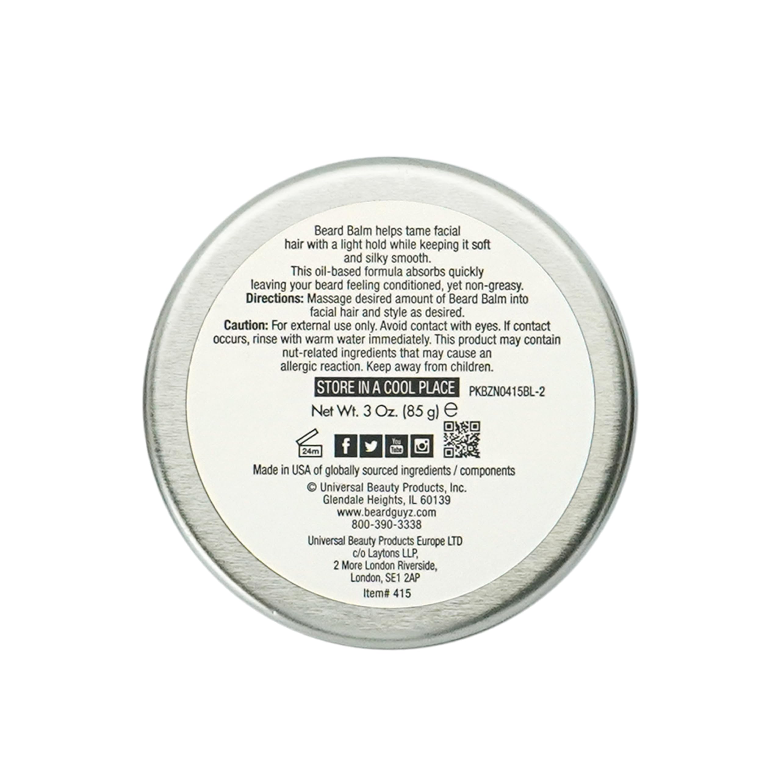 Beard Guyz Baume Barbe : lissage anti-frizz pour un look soigné.