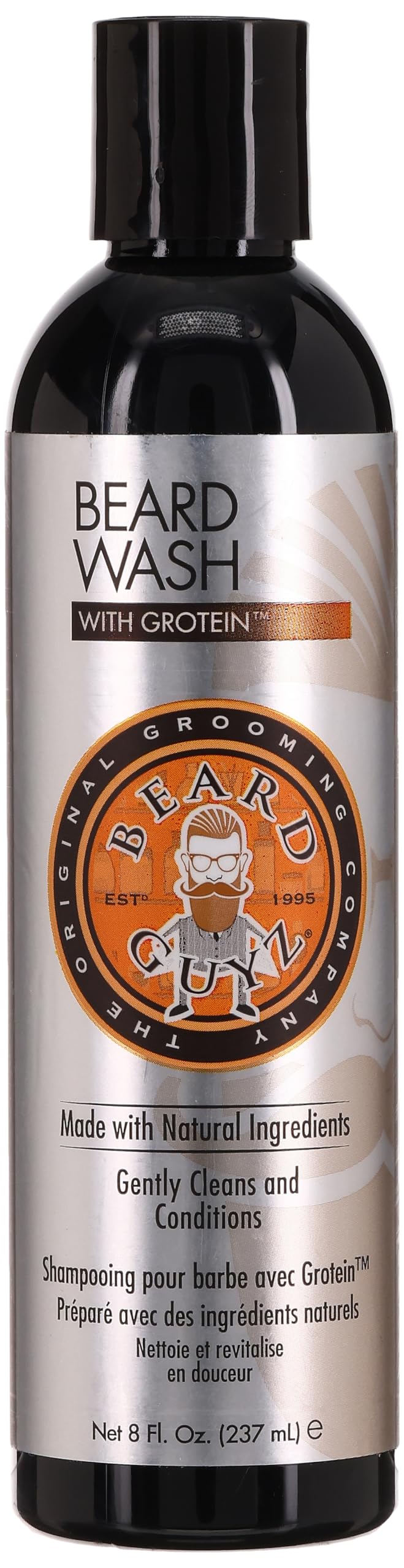 Beard Guyz Nettoyant Quotidien: bouteille ouverte, soin doux pour barbe et peau sensible.