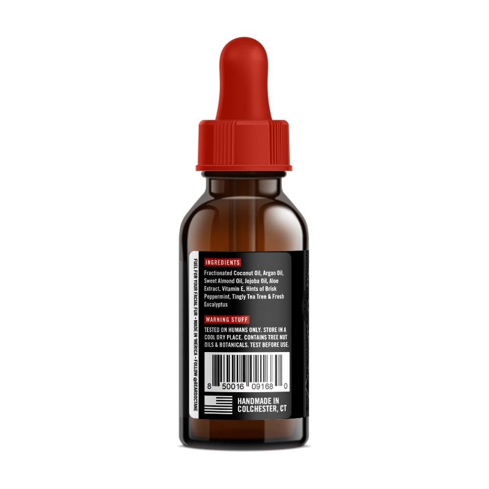 Beard Octane huile barbe – application facile dans les mains pour soin rapide.