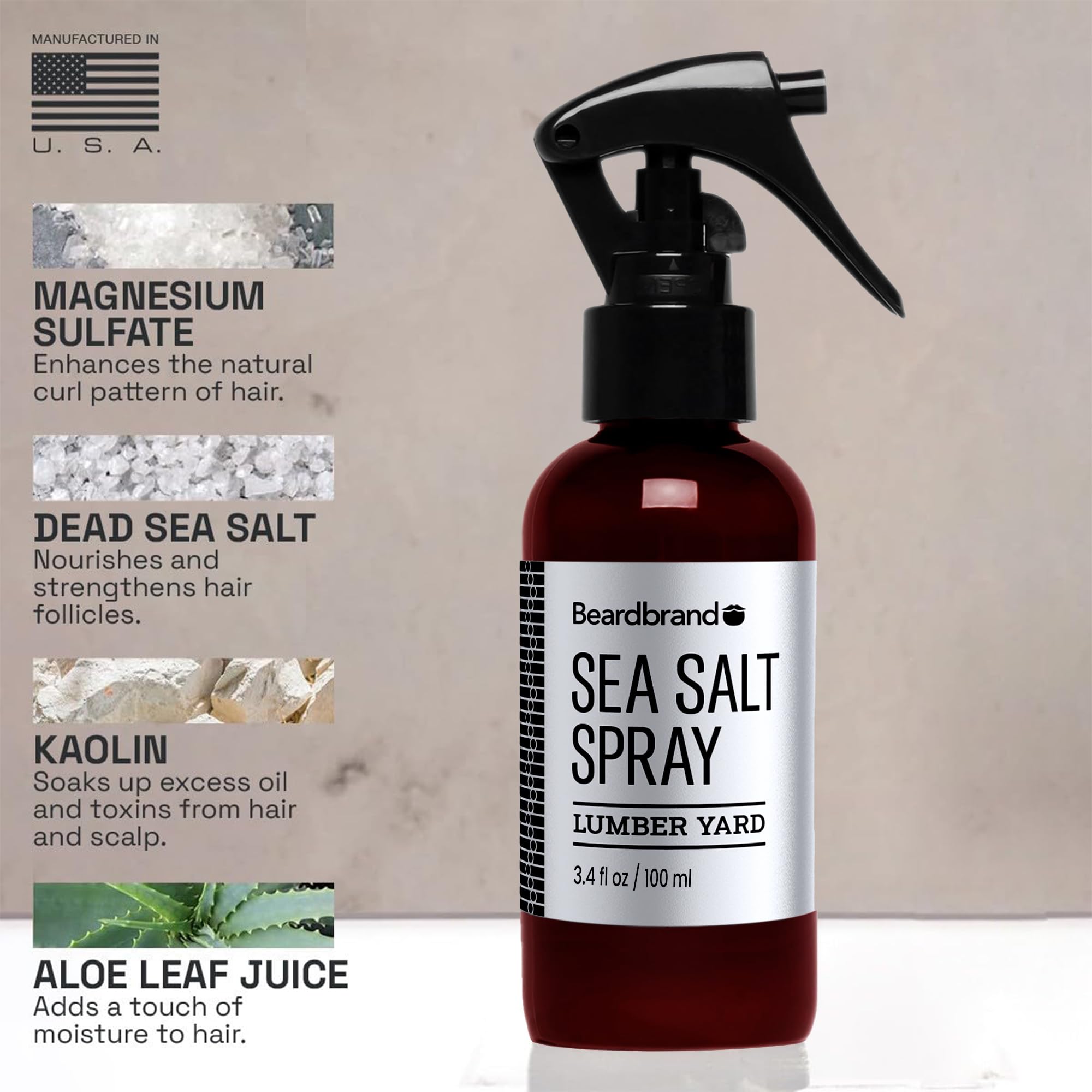 Beardbrand Spray sel marin apporte texture cheveux pour style décontracté.