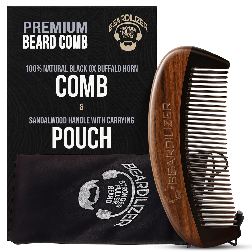 Beardilizer Peigne Barbe Premium: 36 dents en corne noire pour démêler sans tirer