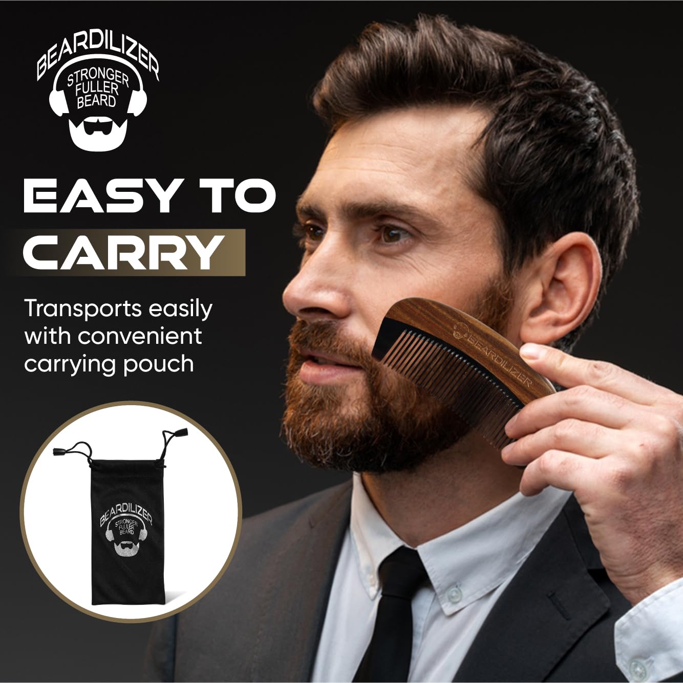 Beardilizer Peigne Barbe Premium: étui portable pour voyage et rangement