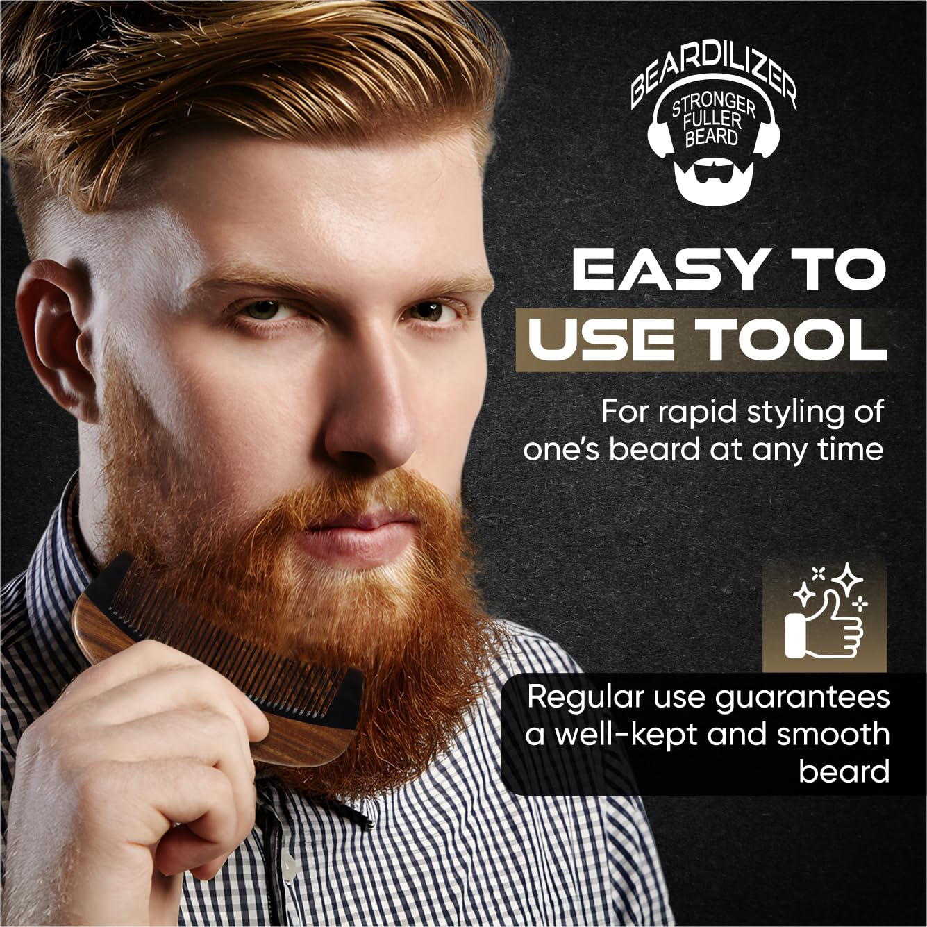 Beardilizer Peigne Barbe Premium: améliore la texture et l'apparence de la barbe