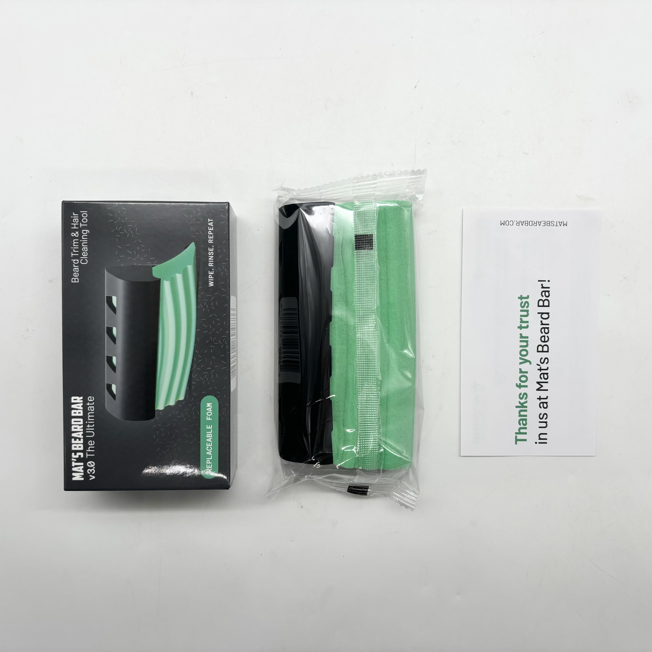 Mat's Beard Bar Ultimate v3.0 utilisation rapide facilite le balayage autour du lavabo.