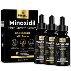 Beaueli Minoxidil 5% bouteille 30 ml – soutien potentiel à la densité capillaire.