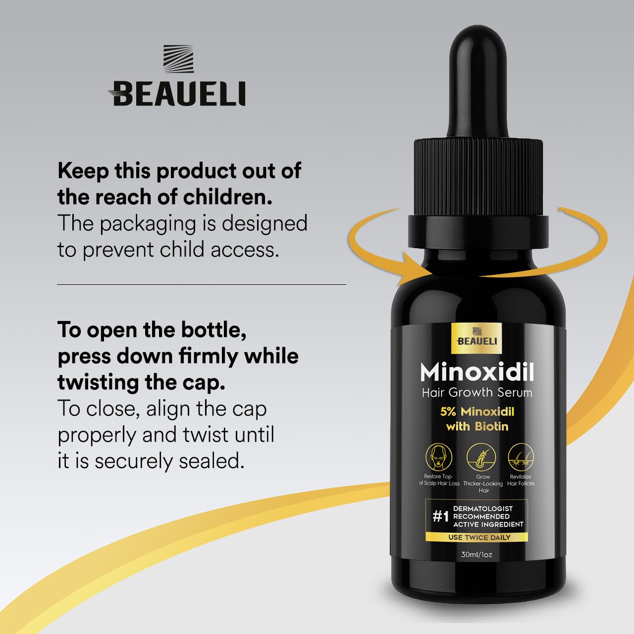 Beaueli Minoxidil, application goutte, favorise la stimulation du cuir chevelu.