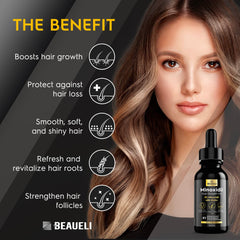 Beaueli Minoxidil sérum biotine nourrissant cheveux et barbe en profondeur.