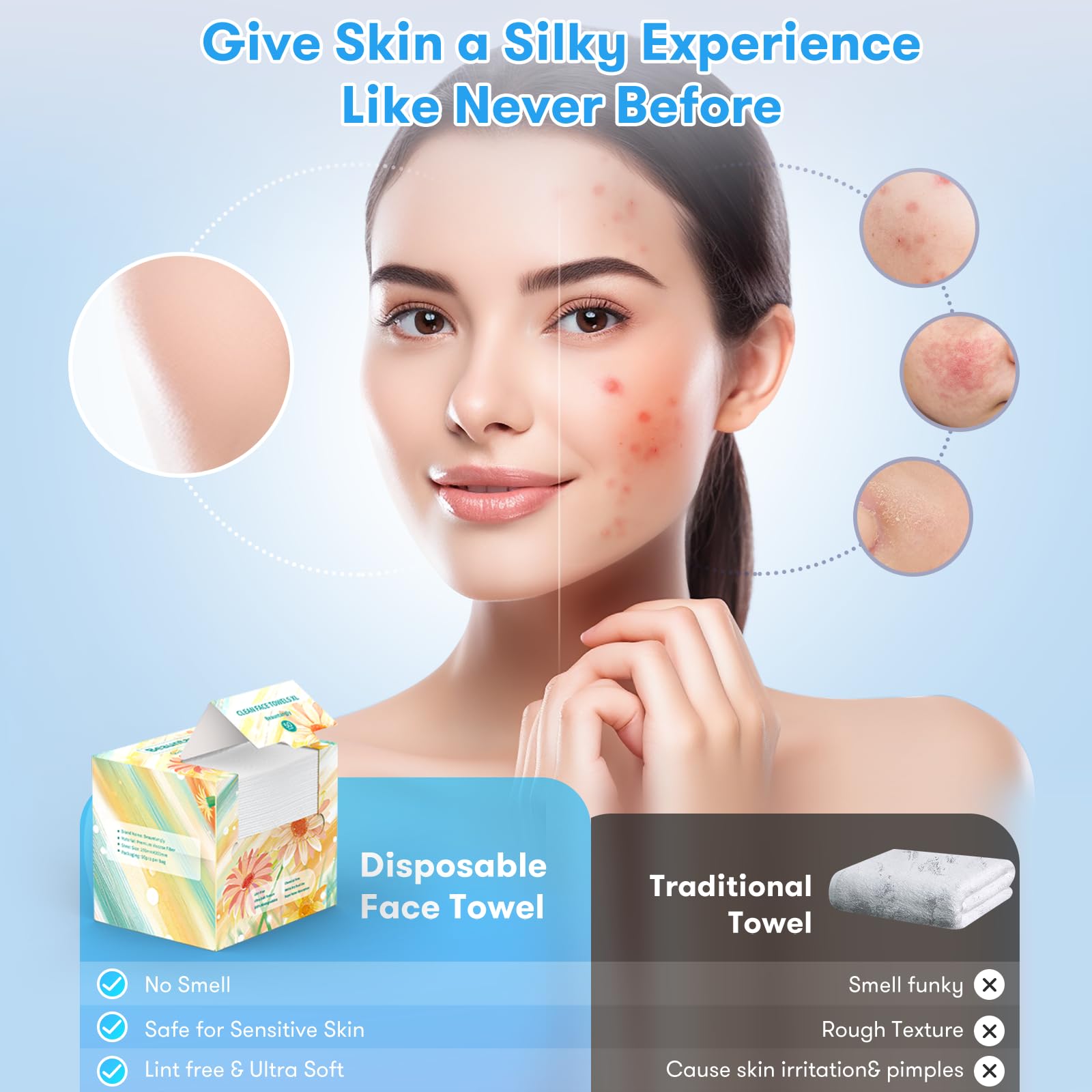 Beauntangly lingettes visage epaises absorbantes, absorption rapide.
