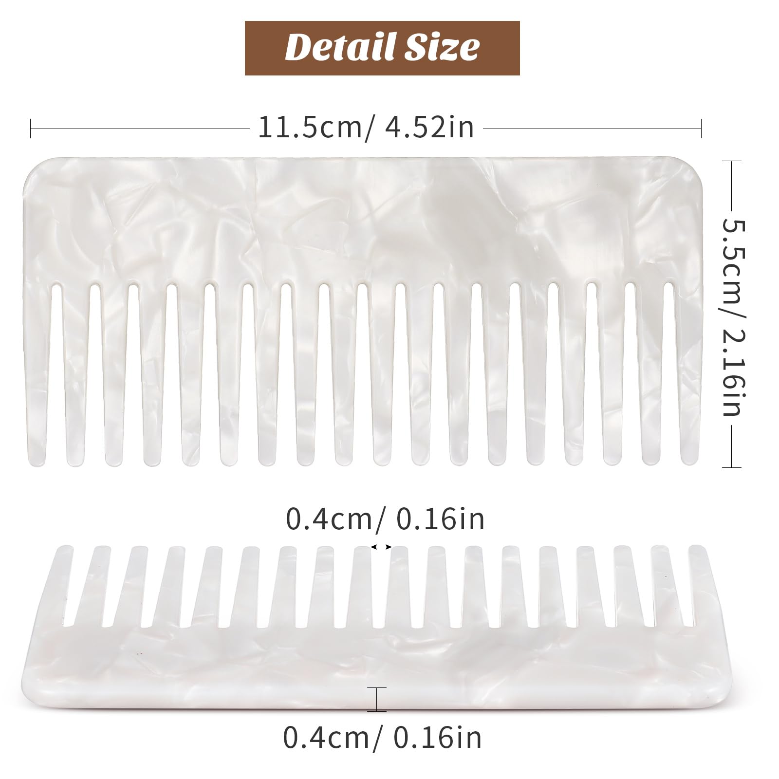 Beaupretty peigne démêlant écailles tortue – dents larges pour cheveux épais.