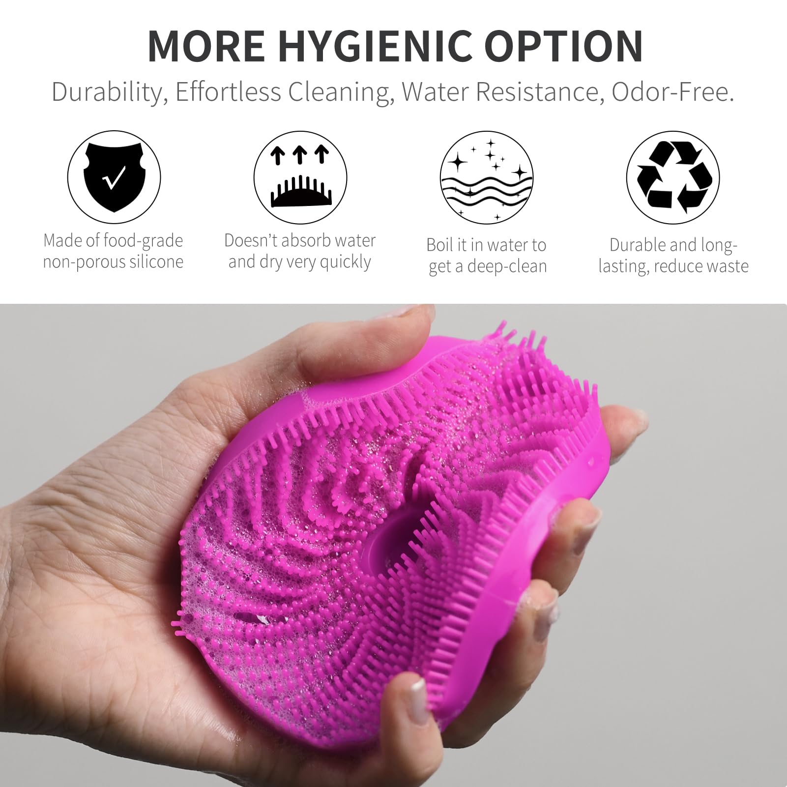 BEAUTAIL brosse-silicone avec fins et pointes: exfoliation délicate et massage